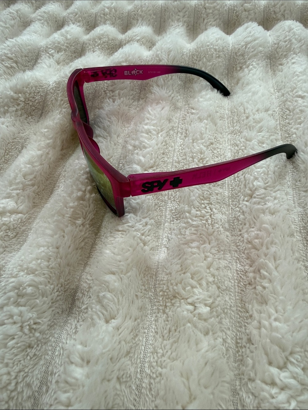 SPY Hot Pink Frame Sunglasses with Green Mirrored Lenses